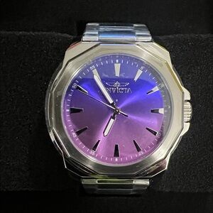 Invicta Silver Watch with Purple Gradient Dial